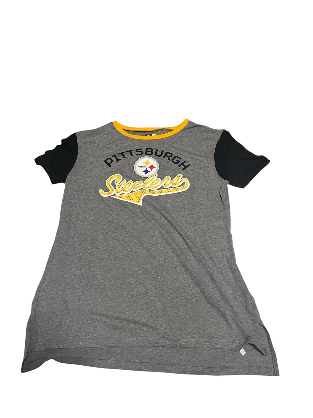 Pittsburgh Steelers Gray & Black Graphic Tunic Tee